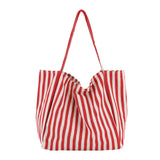 2023 Fashion Ladies Classic Striped Canvas Handbag Large Capacity Shoulder Bag For Female Simple Beach Casual Totes Shopping Bag