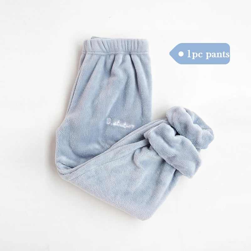 Women Winter Flannel Pajama Set Fleece Pajamas Sleepwear Homewear Thick Warm Velvet Female Suit Fall Sweatshirt Ladies Pyjama
