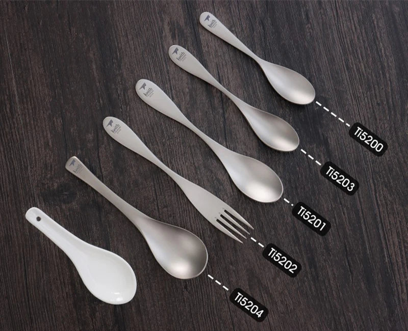 Keith Pure Titanium Rice Spoon Dessert Ice Cream Table Spoon for Kid Restaurant Picnic Tableware Bacteriostatic Healthy Flatware