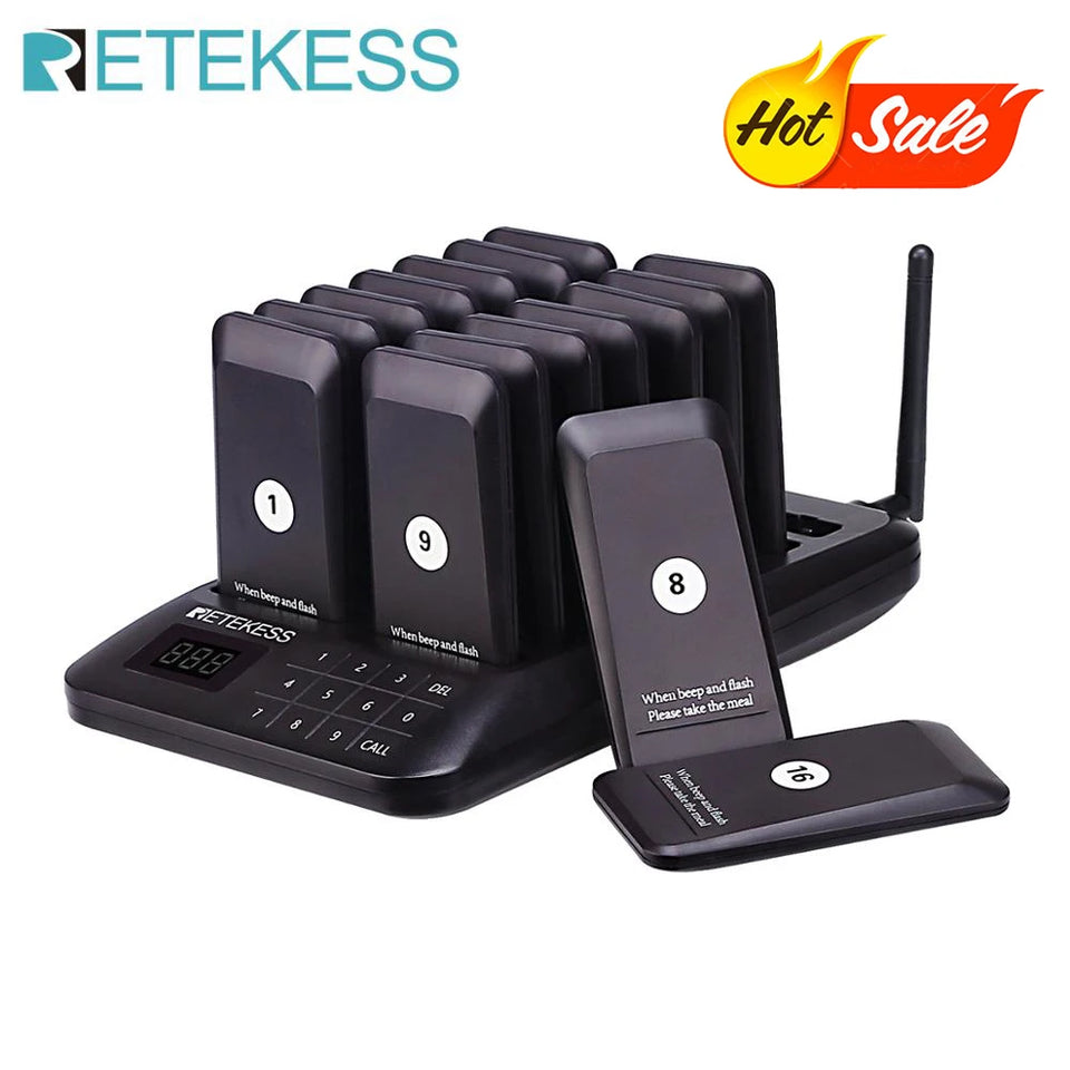 RETEKESS TD157 Restaurant Pager System Pagers 984ft Long Range Beepers for Food Truck Bars  Food Court No Vibration Mode