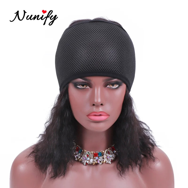 Nunify New Fashion Non Slip Adjustable Lace Wig Headband Foam Mesh Wrap Wig Band Soft Polyester Mesh Belt Bonnets