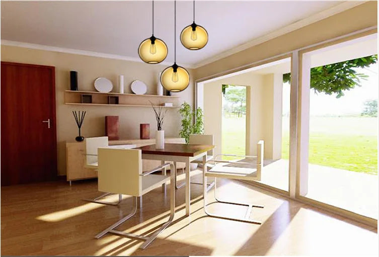 Modern Restaurant Chandelier Light Blown Colorful Glass  Lampshade Glass Ceiling Hanging Lamps Living Room Coffee Room Office
