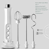 3 In 1 Wireless Rechargeable Electric Milk Frother Foam Maker Handheld Foamer High Speeds Drink Mixer Coffee Frothing Wand