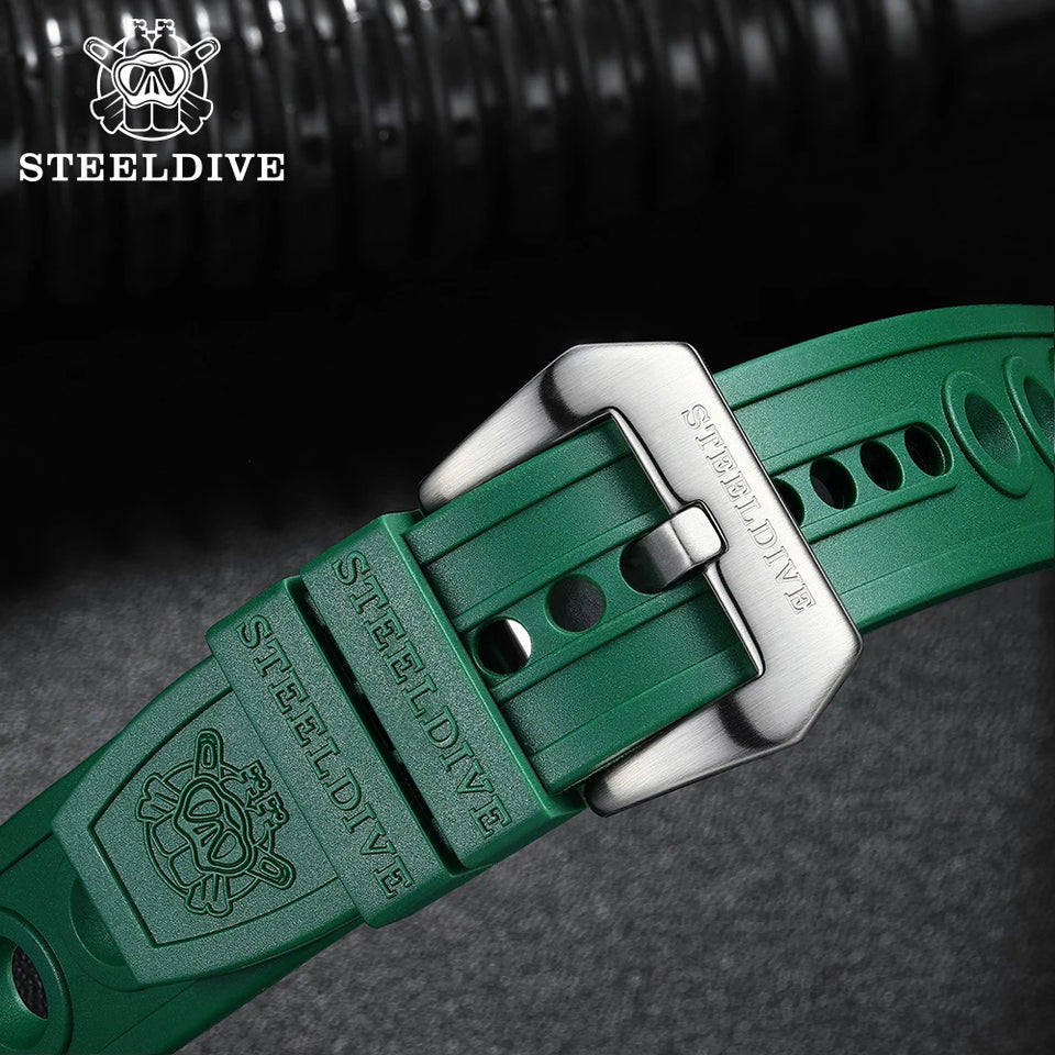 STEELDIVE Automatic Mechanical Strap Replacement Watch Bands Automatic Dive Watches Blue Rubber Strap 20/22mm