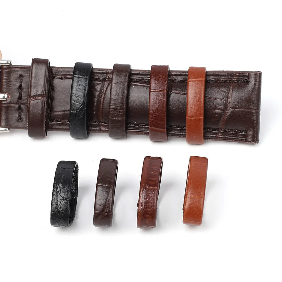 10pcs Genuine Leather Watchband Keeper Ring Hoop Loop Black Brown Coffee Watch Strap Holder Retainer Replacement
