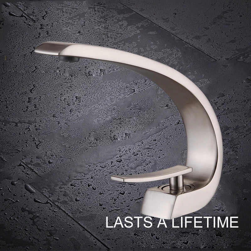 Luxury Brass Basin Faucet Deck Mounted Black Hot Cold Water Bathroom Basin Wash Mixer Tap Single Hole For Bathroom