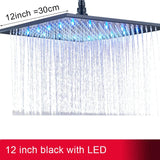 Rainfall Shower Head LED Light 12/16" Large Brass Rainfall Shower Faucet Head Square Shape/Color Changed
