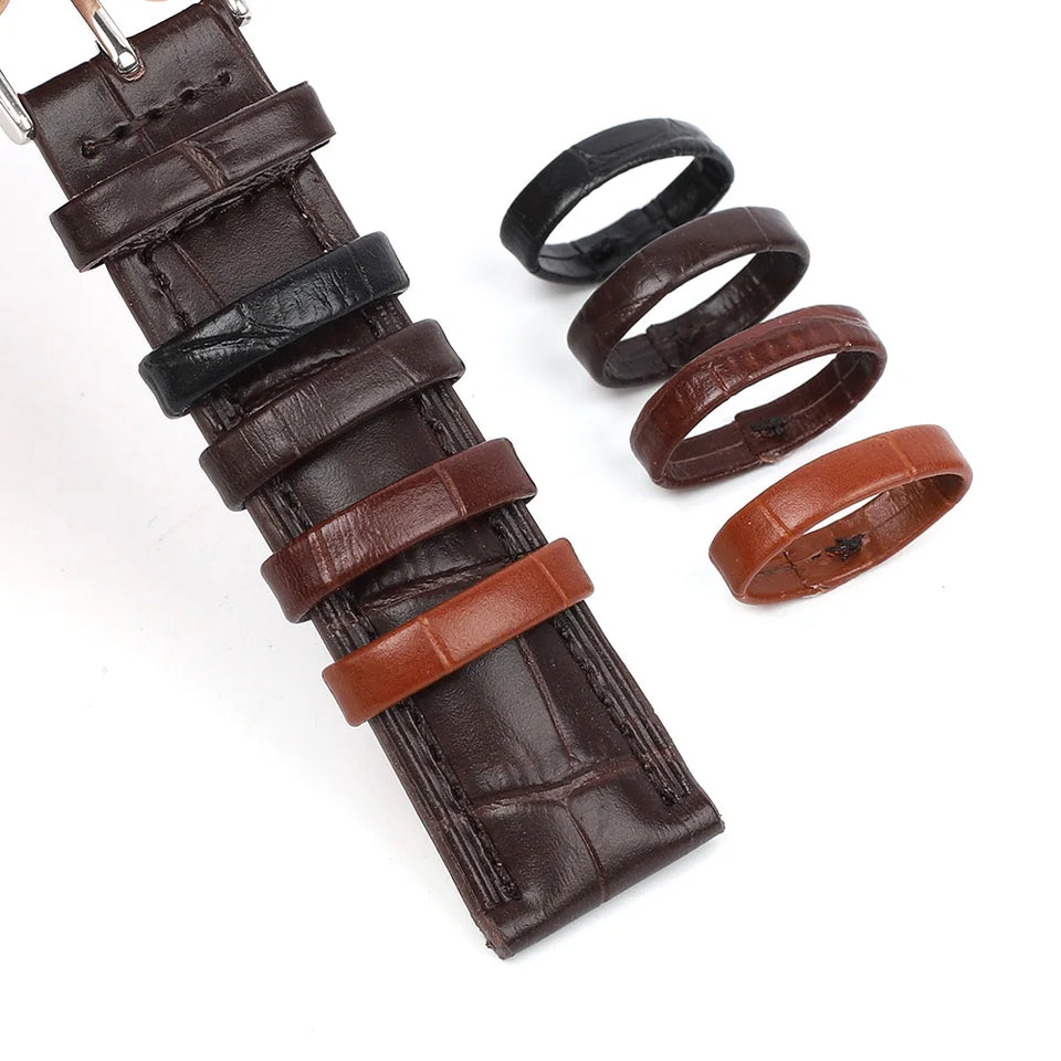 10pcs Genuine Leather Watchband Keeper Ring Hoop Loop Black Brown Coffee Watch Strap Holder Retainer Replacement