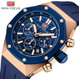 MINI FOCUS Watches Men Blue Silicone Strap Sport Watch Waterproof Luminous Chronograph Quartz Wristwatch часы мужские reloj 0417
