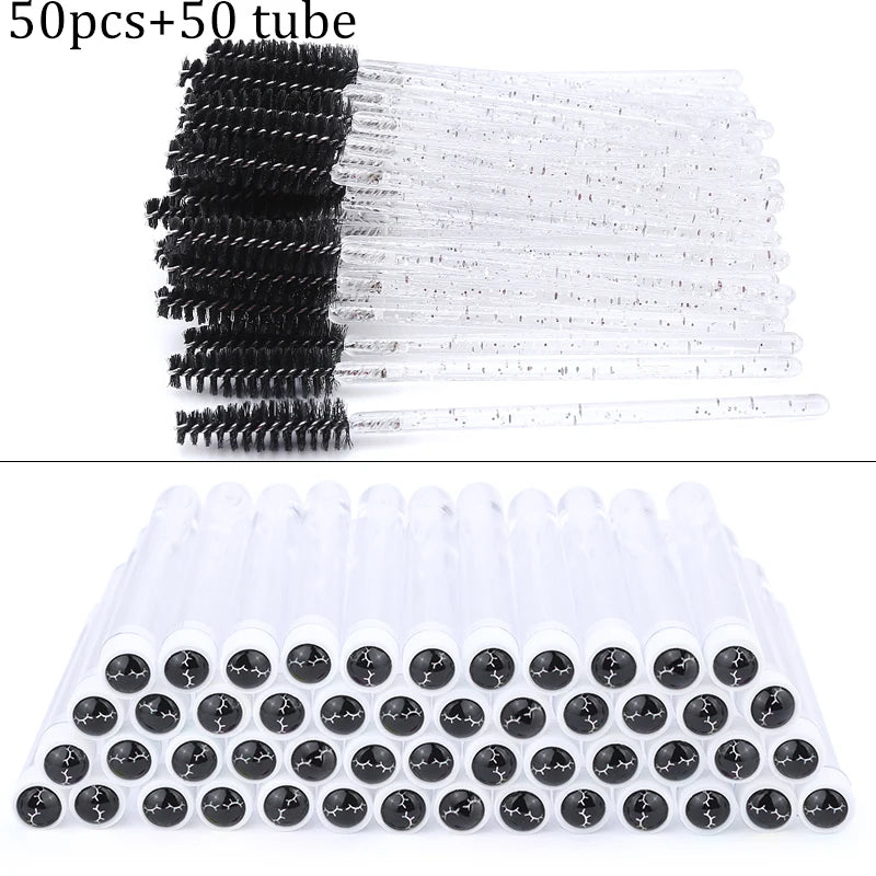 Reusable Eyebrow Brush Tube Disposable Eyelash Brushes Mix Eyebrow Brush with New Eelash Resin Drill Replaceable Makeup Brushes
