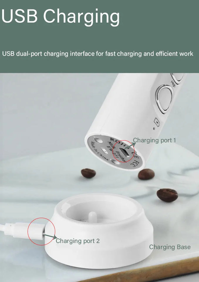 3 In 1 Wireless Rechargeable Electric Milk Frother Foam Maker Handheld Foamer High Speeds Drink Mixer Coffee Frothing Wand