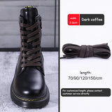 1Pair Waxed Cotton Shoelaces 8mm Width Flats Waterproof Shoe laces Unisex Boots Casual Sneakers Shoelace Leather Laces Shoes