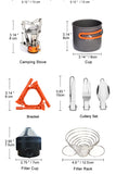 Widesea Camping Cookware Set Outdoor Tableware Equipment Supplies Burner Stove Folding Knife Fork Portable Pot Suit Tourism Cup