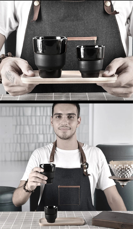 Barista Couple Coffee Cup 80/160ml Ins-style Espresso Kettle Ceramics Creative Couple Tea Water Mug Black Glaze Container