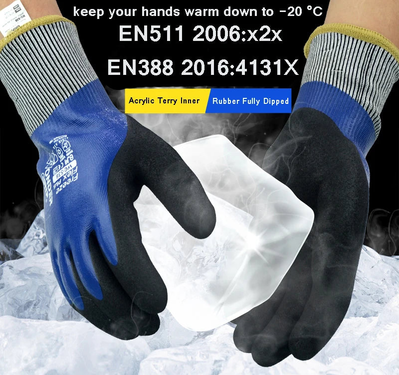 Thermal Warm Winter Work Glove Waterproof -20 Celsius degree Freeze Flex Oil Resistant Garden Skiing Anti Cold Nitrile Safety