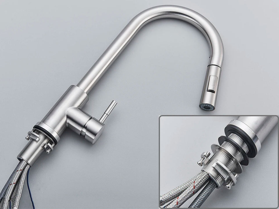 Smart Sensor Touch Kitchen Sink Faucet Brushed Nickel Poll Out Spout Black/Gold Sensor Faucets 360 Rotation Crane Two Functions