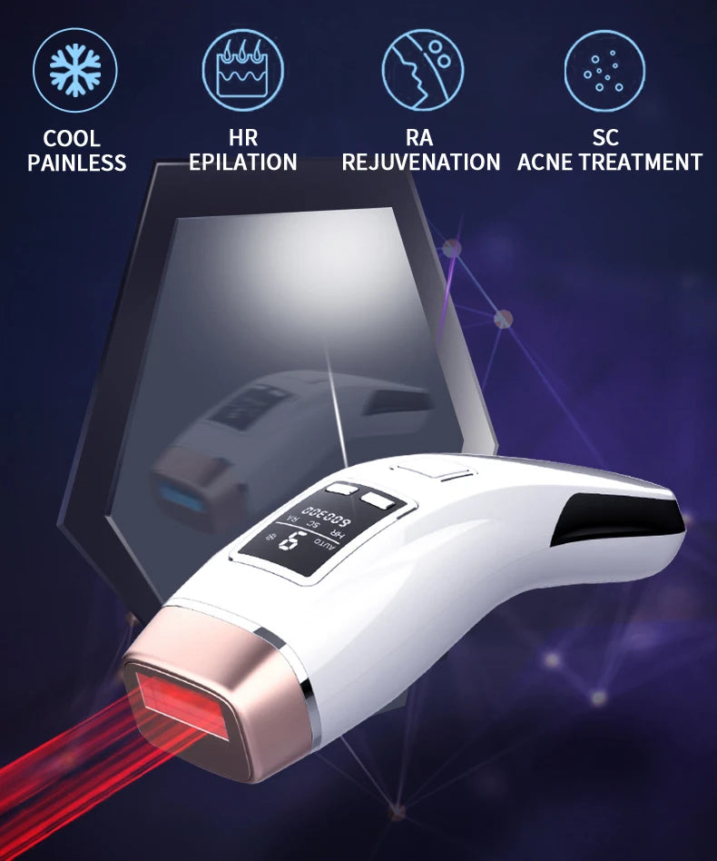 Newest 4in1 IPL Hair Removal Laser Epilator 999000 Flash Cooling LCD Acne Treatment Rejuvenation Device for Home Bikini Trimmer