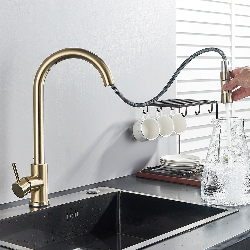 Black Pull Out Sensor Kitchen Faucet Touch Control Faucet 2 Function Mixer For Sink Tap Sprayer Single Handle Mixer Tap