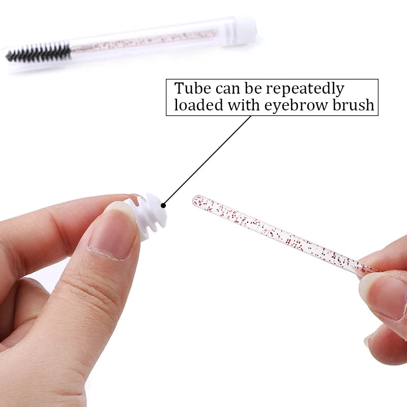 Reusable Eyebrow Brush Tube Disposable Eyelash Brushes Mix Eyebrow Brush with New Eelash Resin Drill Replaceable Makeup Brushes