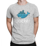 Men Docker Logo T Shirt Linux Javascript Computer Cotton Sweatshirt Funny Short Sleeve Round Neck Tees Graphic T-Shirts