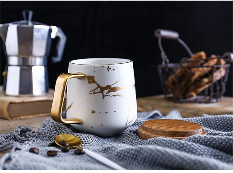 Coffee Mugs Marble Gold Inlay Mug Breakfast Mug Office Home Drinkware Milk  Cup Dropshipping