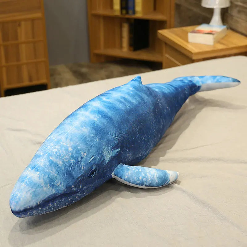 55-130cm Giant Dream Whale & Shark Plush Toy Stuffed Blue Whale Doll Soft Pillow Cute Sofa Cushion Lovely Gifts for Kids