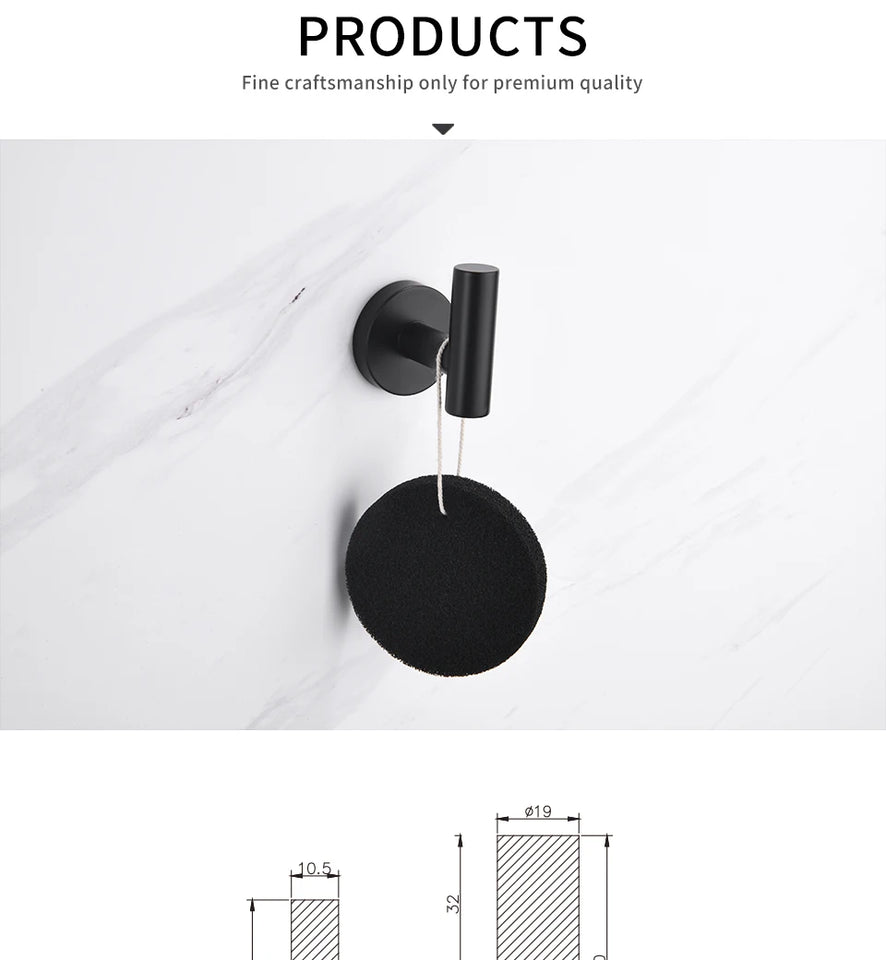 Bathroom Accessories Hardware Set Kit Towel Bar Wall Mount Matt Black Toilet Paper Holder Hand Robe Hook Hanger Stainless Steel