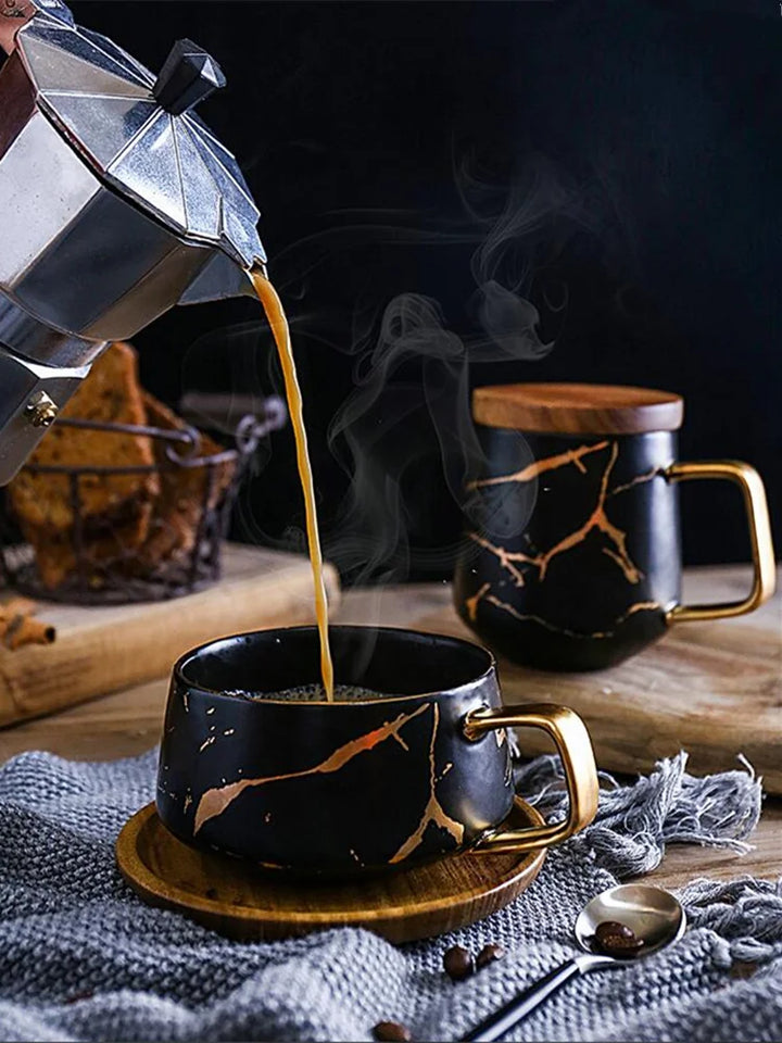 Coffee Mugs Marble Gold Inlay Mug Breakfast Mug Office Home Drinkware Milk  Cup Dropshipping