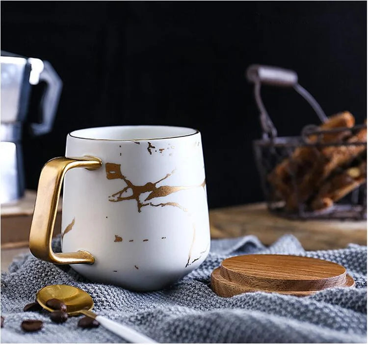 Coffee Mugs Marble Gold Inlay Mug Breakfast Mug Office Home Drinkware Milk  Cup Dropshipping
