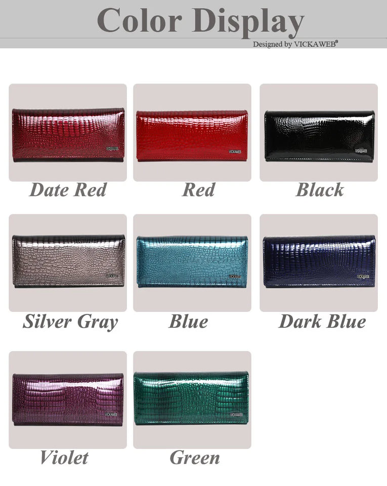 New Women Magnetic Hasp Wallet Genuine Leather Coin Purse Ladies Long Fashion Female Card Hold Money Bag AE501-1