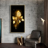 Abstract Golden Leaves and Flower Tree Oil Painting on Canvas Posters and Prints Wall Art Pictures for Living Room Cuadros Decor