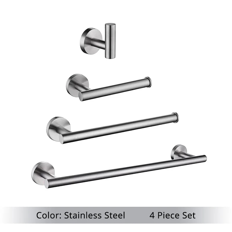 Bathroom Accessories Hardware Set Kit Towel Bar Wall Mount Matt Black Toilet Paper Holder Hand Robe Hook Hanger Stainless Steel