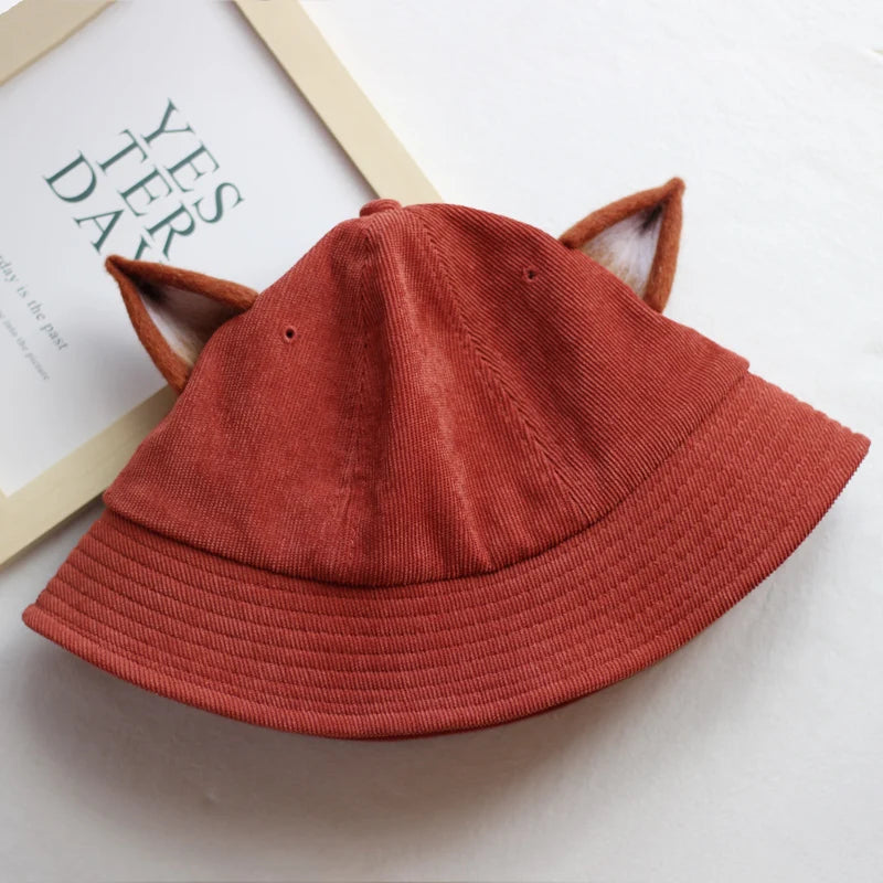 Summer Fox ears sunscreen Bucket Hat simple fisherman hat women Girl fashion basin hat sun hat wholesale