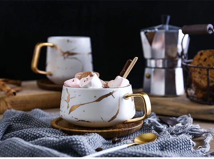 Coffee Mugs Marble Gold Inlay Mug Breakfast Mug Office Home Drinkware Milk  Cup Dropshipping