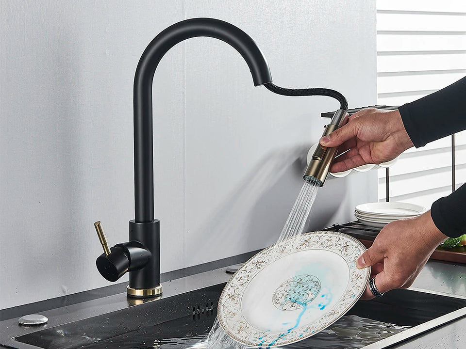 Smart Sensor Touch Kitchen Sink Faucet Brushed Nickel Poll Out Spout Black/Gold Sensor Faucets 360 Rotation Crane Two Functions