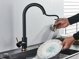 Smart Sensor Touch Kitchen Sink Faucet Brushed Nickel Poll Out Spout Black/Gold Sensor Faucets 360 Rotation Crane Two Functions