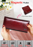 New Women Magnetic Hasp Wallet Genuine Leather Coin Purse Ladies Long Fashion Female Card Hold Money Bag AE501-1