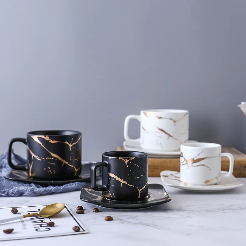 Coffee Mugs Marble Gold Inlay Mug Breakfast Mug Office Home Drinkware Milk  Cup Dropshipping