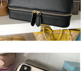 Personalized Cosmetic Bag Pu Leather Women Travel Makeup Bag with Jewelry Organizer Case 2 in 1 Ladies Travel Clutch Pouch