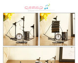 Creative Sailboat Shaped Pen Holder With Clock Office Pencil Box Desk Organizer Stand Case Stationery, Home Desktop Decoration