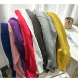 Woman Solid Color O-Neck Sweatshirt Casual Loose Fit Hoodie Harajuku Aesthetic Streetwear Velvet Pullover White Tops Korean Pop