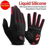 ROCKBROS Cycling Gloves Thermal Autumn Winter Gloves Windproof SBR Touch Screen Bike Gloves Full Finger Shockproof Sport Gloves