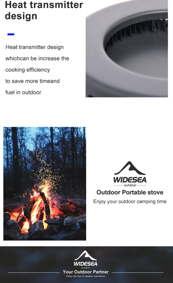 Widesea Camping 1.3L 2.3L Cookware Outdoor Cooking Set Heat Cooker Travel Tableware Pot Kettle Tourist Kitchen Utensil Equipment