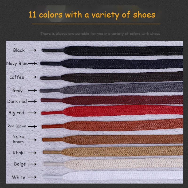 1Pair Waxed Cotton Shoelaces 8mm Width Flats Waterproof Shoe laces Unisex Boots Casual Sneakers Shoelace Leather Laces Shoes