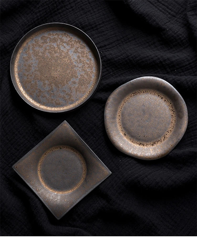 Japanese Vintage Tea Cup Set Ceramic Coffee Mug Rust Glaze Milk Cafe Cup with Wood Handle Water Cup Teacup Home Office Drinkware