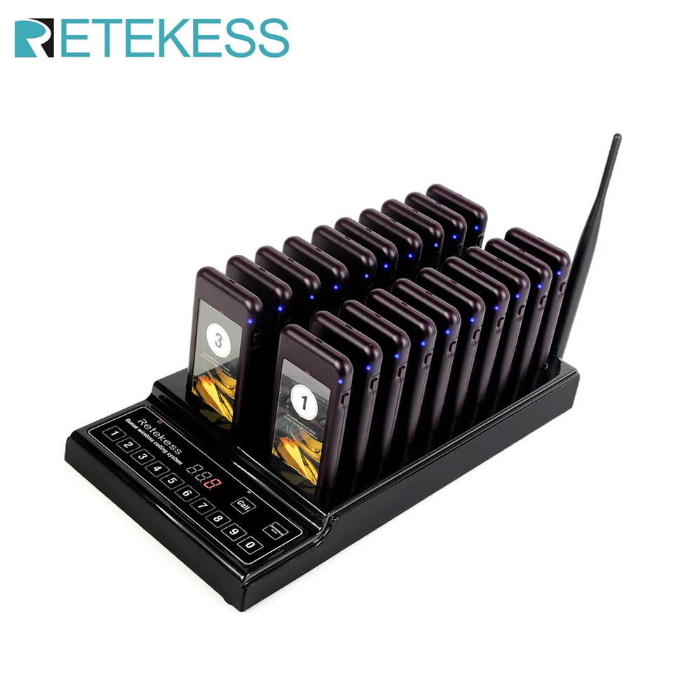 RETEKESS TD157 Restaurant Pager System Pagers 984ft Long Range Beepers for Food Truck Bars  Food Court No Vibration Mode