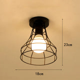 Vintage Ceiling Light Flush Mount Black Iron Lampshade Industrial E27 Pendant Light Grid Cage Bedroom Kitchen Living Room Coffee