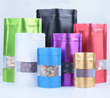 100PCS Stand-up Matte Aluminum Foil Window Ziplock Bag DIY Snack jewelry Spice Candy Customize Logo Brand Gift Storage Pouches