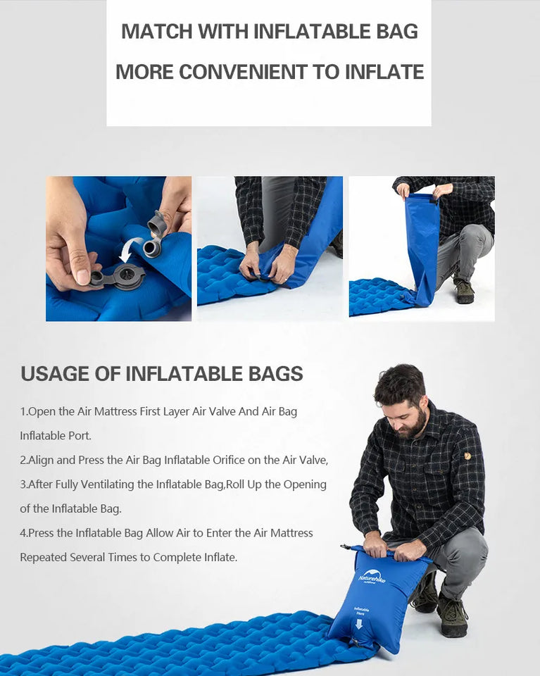 Naturehike Outdoor Camping Mat Ultralight Inflatable mattressTent Sleeping Pad Portable Hiking Air Mattress Picnic Pad Air Mat