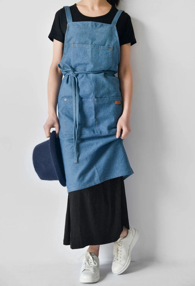 Cotton Denim Aprons Gardening Coffee Shop Kitchen Cooking Baking BBQ Cleaning Painting Restaurant Stylish Design Florist Apron